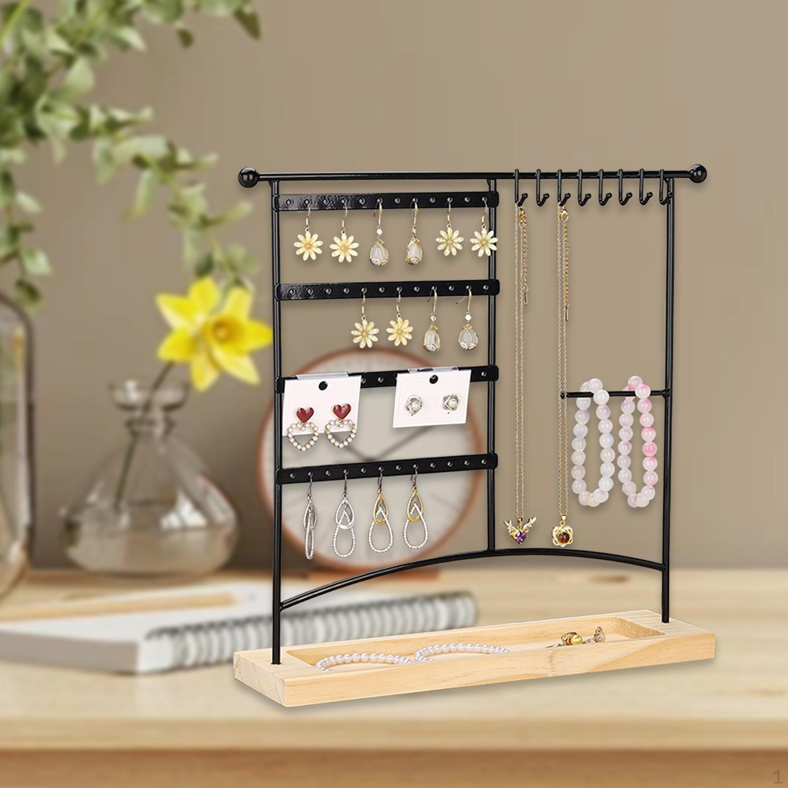 

Earrings Organizer Stand Earring Display Convenient Multipurpose Jewelry Holder for чорний