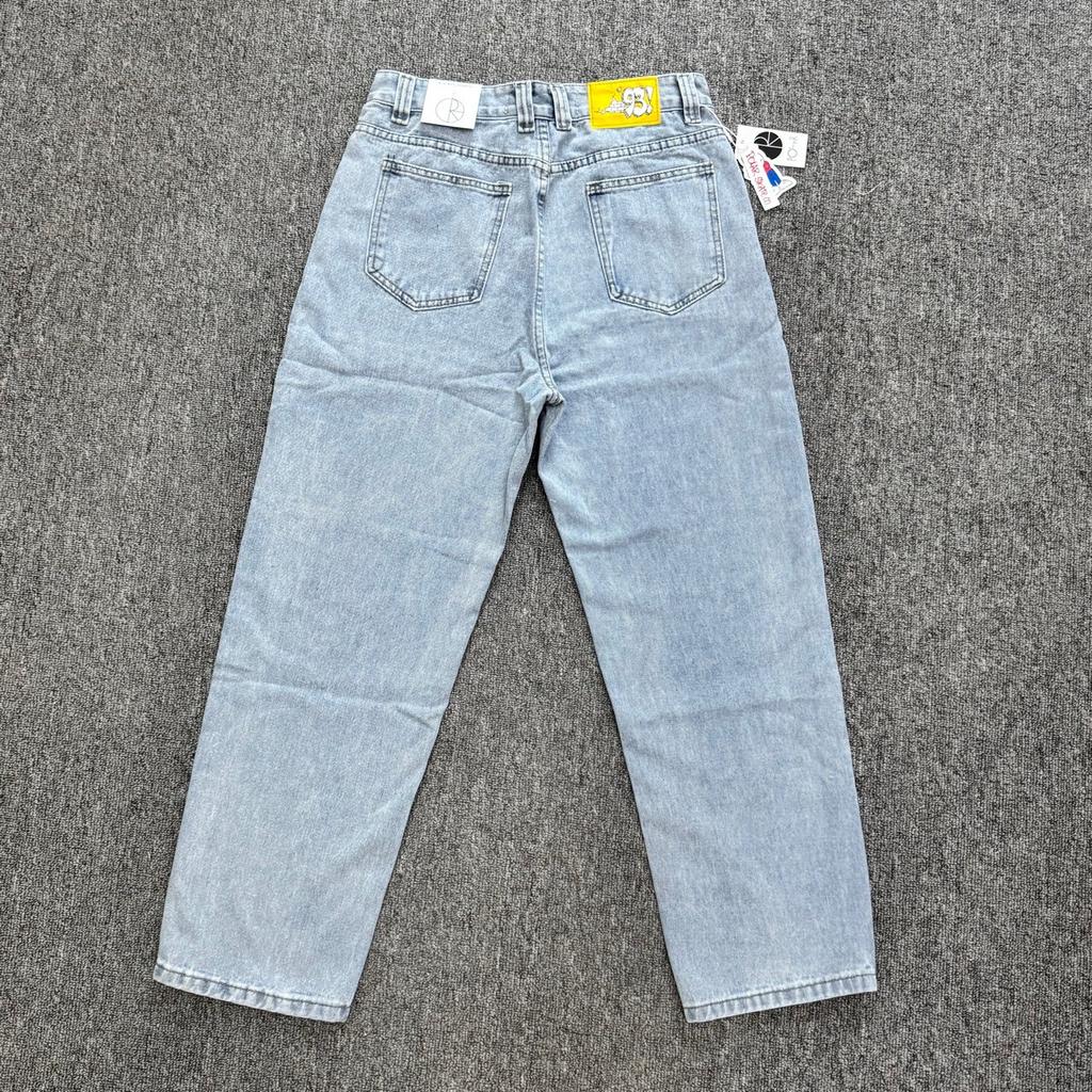RogueWave Streetwear Jeans Y2K Gothic Hip Hop Cartoon Embroidery Retro Blue Baggy Jeans Pants Womens Mens Wide Leg Trouser