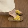 Thick-bottomed woven cross-strapped open-toed slippers women's summer outer wear seaside vacation yellow beach cool slippers children
