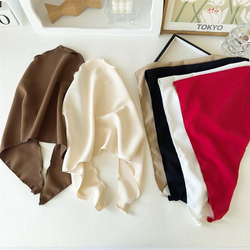 Solid Color Triangle Hair Scarf Retro Head Wrap Minimalist Hair Kerchief Chic Back Tie Headband For Outdoor Travel