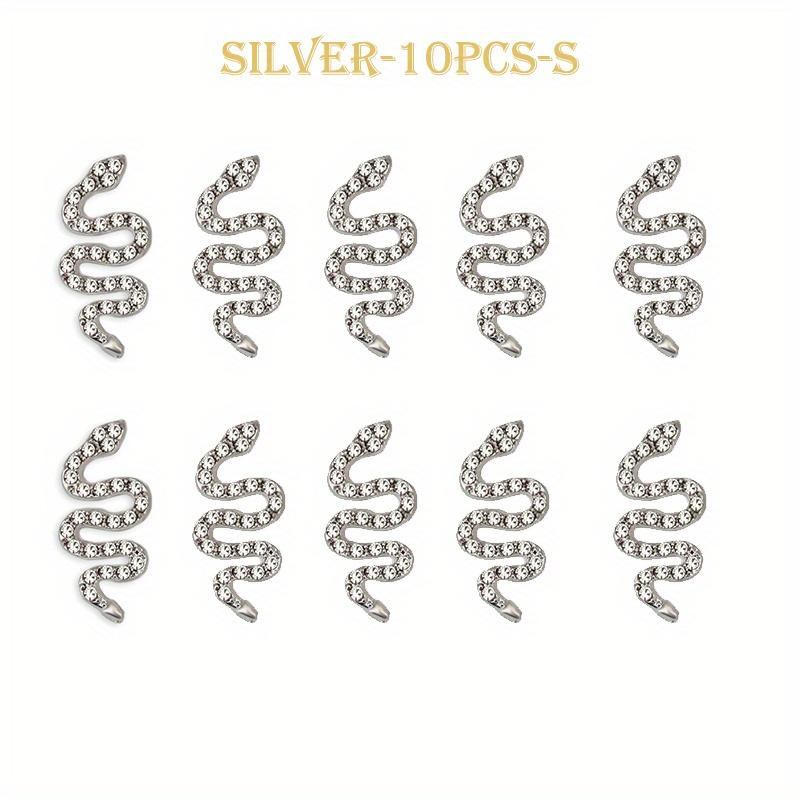 

Удерживание сверла Змея Украшения для ногтей Сплав Металлический сверло для ногтей Трехмерная змея вокруг кривого сердца Сверло DIY Аксессуары S серый