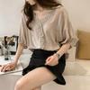 In-Stock Summer V-Neck Chiffon Blouse with Crochet Lace Patchwork