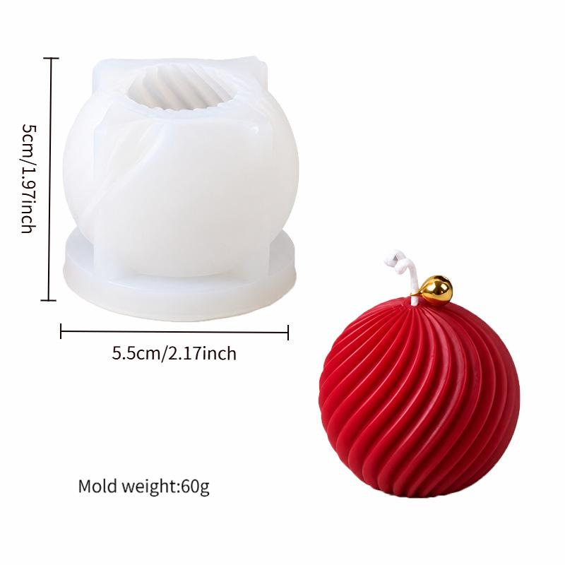 3D Drehkugel Silikon Kerzenform Winter Weihnachten Souvenirs DIY Streifen Aromatherapie Seife Harz Gips Basteln Herstellung Wohnkultur