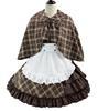 CAWILXHA Lolita Maid Cosplay Sleeve Detective Dress with Apron and Cute Forest Girl Costume for Popular for High School Entrance and Cultural