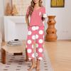 Women's Casual Loungewear Set Printed Neck Short Sleeve T-Shirt and Pants