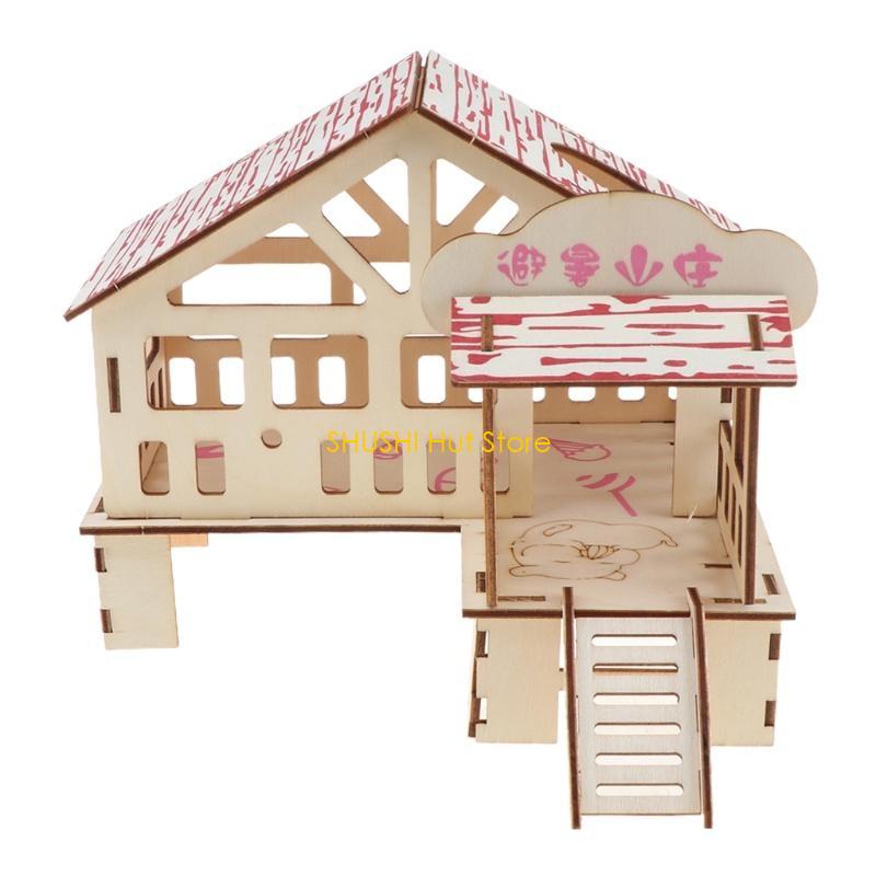 Activities Exercise Small Animals House Pet Gerbil Double Layer Villa D57B