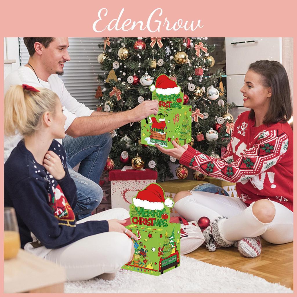 Green Christmas Themed Pattern Paper Surprise Box Holiday Props For Gift