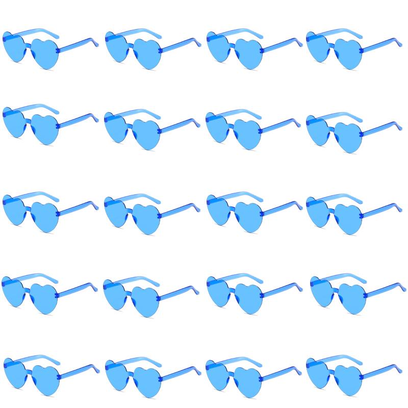 20 Pairs Per Set Heart Designer Fashion Sunglasses Candy Color Decor Shades Stylish Brand Beach Sun Glasses for Women's