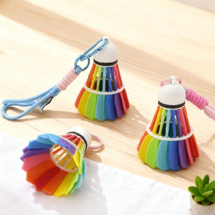 Printed Badminton Keychain Polylactic Acid Ornament Colorful Portable Decoration for Daily Use by Sports Admirers