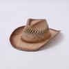 Vintage Western Cowboy Hat Men's Summer Handmade Straw Outdoor Shading Sun Protection Curled Straw Hat Versatile Jazz Hat