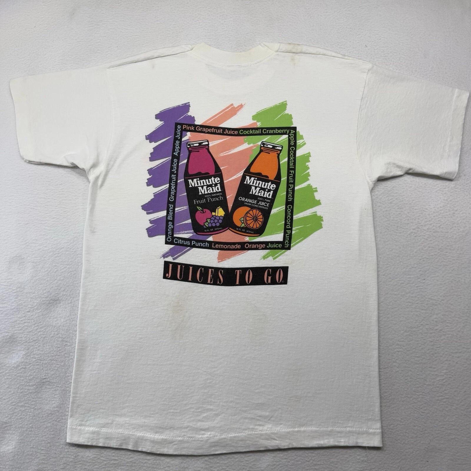 

VTG 90s Minute Maid Natural Juice Single Stitch Tee L T-Shirt Distressed 3XL