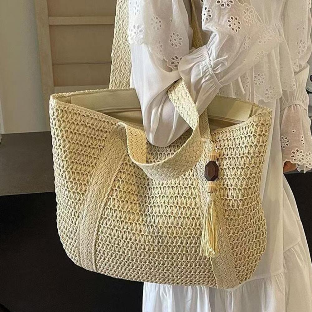 Woven Shoulder Bag, Large Capacity Tote Bag, Commuter Shoulder Bag, Summer Beach Tote, Purse for Women Vacation Street Work
