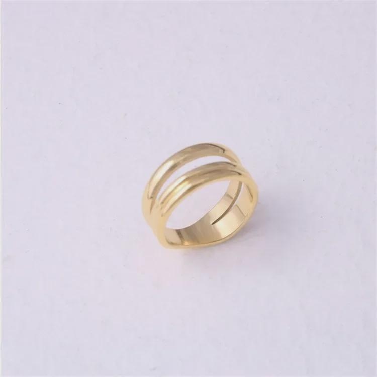 eManco Women's Multi-Layer Geometric Gold-Plated Stainless Steel Ring