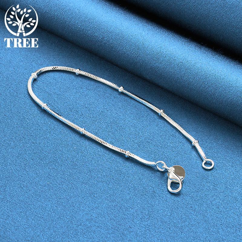 925 Sterling Silver 2mm Snake Bone Bead Chain Bracelet Jewelry
