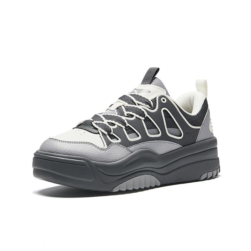 Anta Life Collection Slip Resistant Abrasion Resistant Low top Skateboard Shoes Men's Gray White 112438029-3