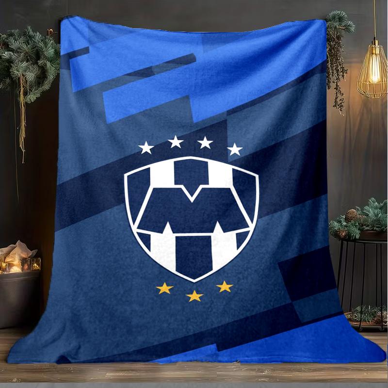 1PC Monter-rey Football Crest Art Printed Soft Flannel Blanket Throw for Adult Bedroom Living Room Sofa Camping Travel Fan gifts Christmas Gifts