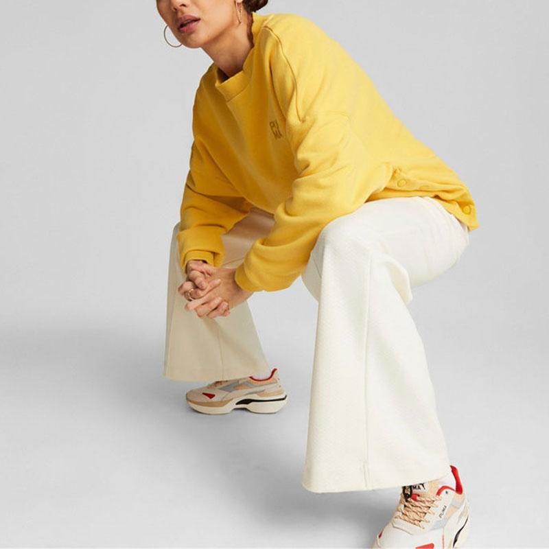PUMA Sweatshirts Women's Yellow Crew Neck Moderate Regular 537631-40