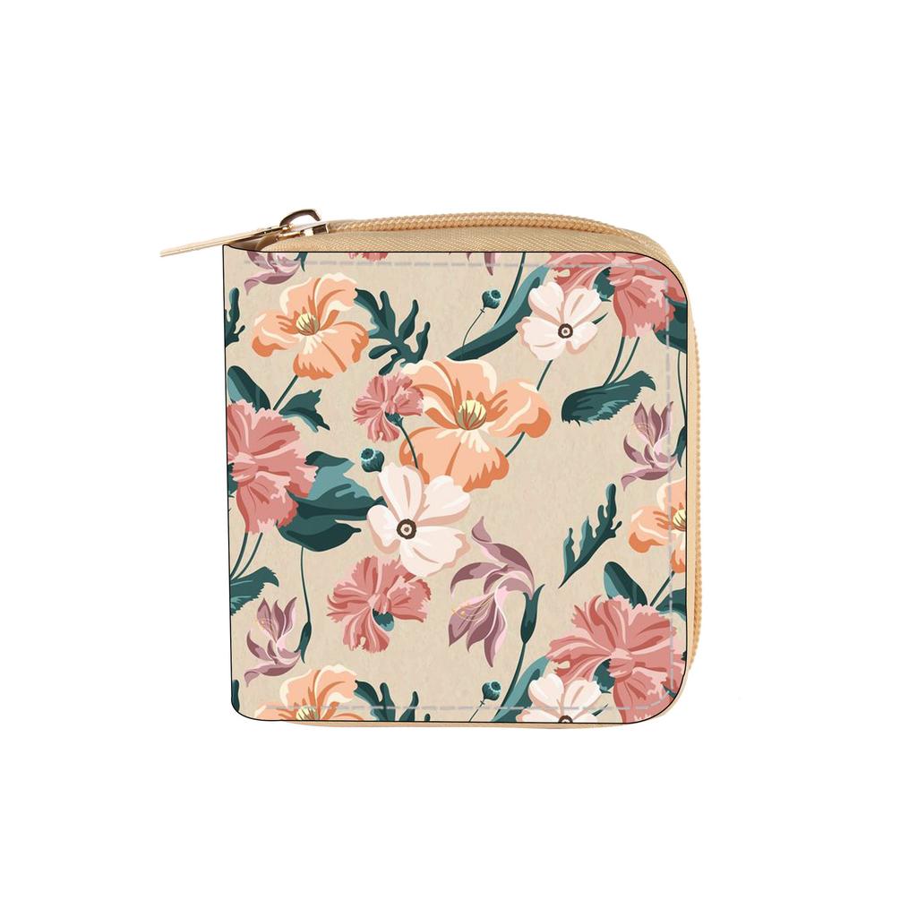 New Small Floral Short Zipper Small Wallet Wallet Change Card Bag Flower Ticket Holder