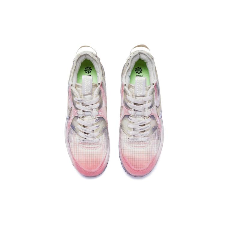 Nike Air Max 90 Fabric Slip Resistant Abrasion Resistant Low Top Casual Shoes Women's Beige Gray Pink DC9450-001(Team80-)