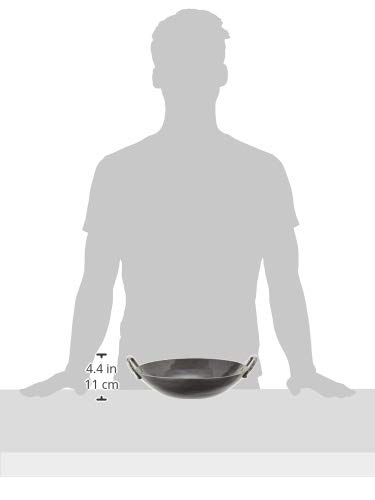 Yamada Iron Hammered Chinese Pot with Handle, 27cm (1.2mm Thickness), Black