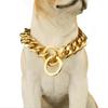 Chain Dog Collar 18K Gold Cuban Link Dog Chain Chain Collar Metal Stainless Steel Heavy Duty Slip Dog Collars for Small, Medium, and Large Dogs(15MM,