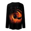 Women's Halloween Print Long Sleeve Neck Pullover T-Shirt for Fall