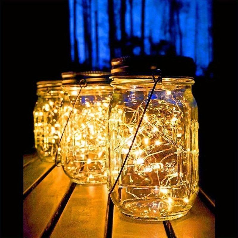 8pcs Plastic Mason Jar Set with Hooks for DIY String Lights Floral & Home Decor Dinner Parties Table Settings Outdoor Decoration