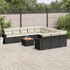 VidaXL Garden Lounge Set 12 Pcs with Cushions Black Wicker 3224348