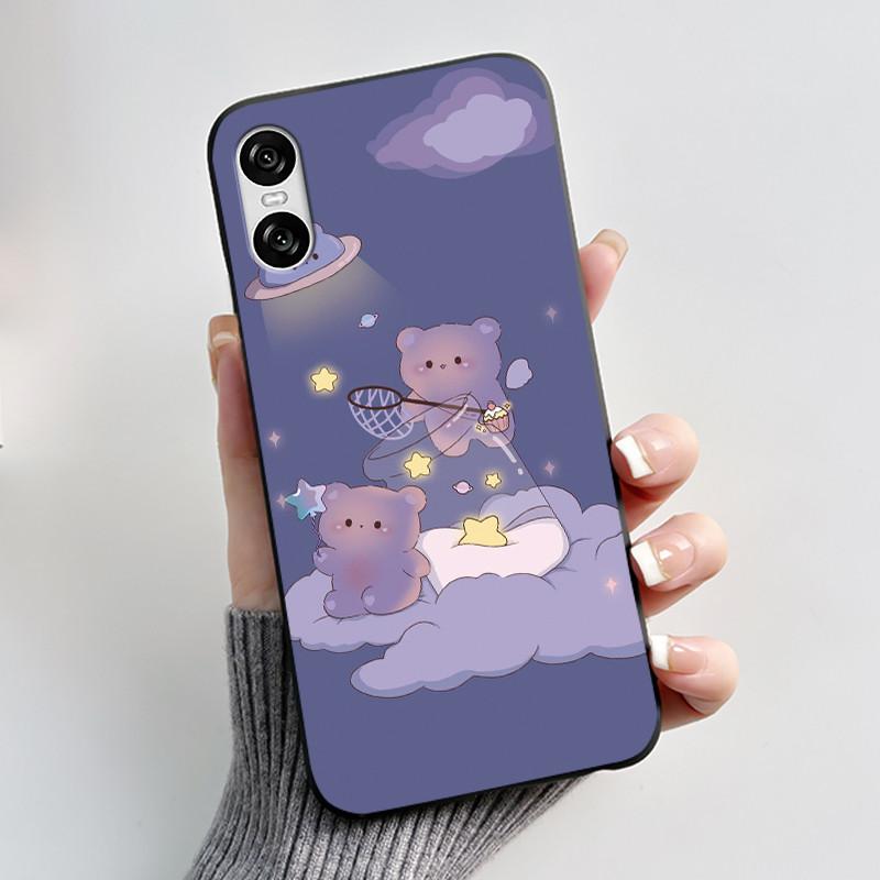 

Cute Case For Sony Xperia 10 VI Fundas Capa Printing Shell Protective Cover Soft Silicone Cartoon Black Casing Coque Sony Xperia 10 VI