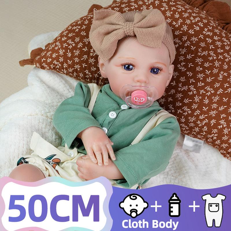 Realistic And Cute Newborn Doll With Open Eyes, Handmade Lifelike Newborn Doll A Gift For 3-Year-Old Children Soft Fabric Body