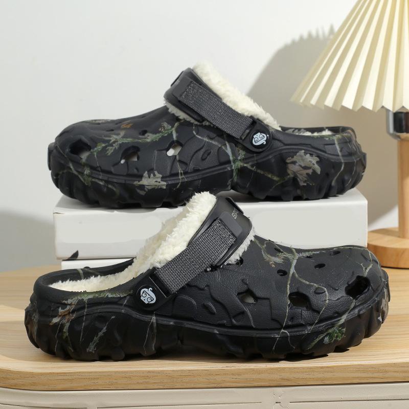 

Winter Slippers Men Indoor Warm Summer Removable Sandals Men Casual Non Slip Plush Fur Clogs 47