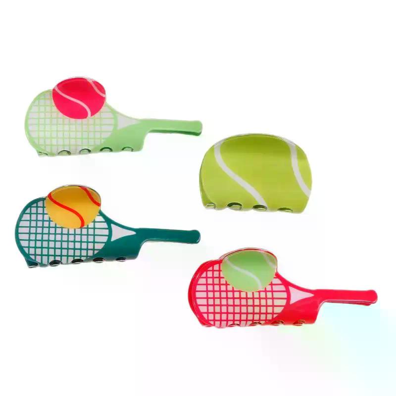 Acetic Acid Shark Hair Claw Tennis Racket Design Fashion Hair Clip Cute Headwear Accessories for Women Girls