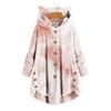 Women Fashion Plush Pocket Winter Tie-dyed Long Sleeve Keep Cat Ears Warm Coat