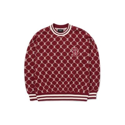 MLB FW22 Logo Embroidered Crewneck Loose Casual Diamond Floral Print Sweatshirt Unisex Sweatshirt 3AMTM0724-43WIS