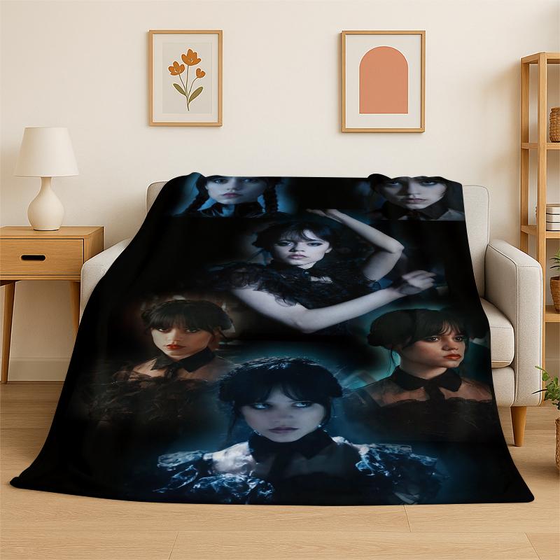 Coperta morbida in flanella W-Wednesday TV, Coperta accogliente per letto, Divano, Divanetto, Camera da letto, Soggiorno, Viaggio, Picnic, Bambini, Campeggio
