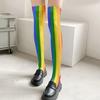 Rainbow Multicolor Striped Print Over the Knee Stockings for Women Carnivals Parties Anime Thigh High Long Socks Hosiery