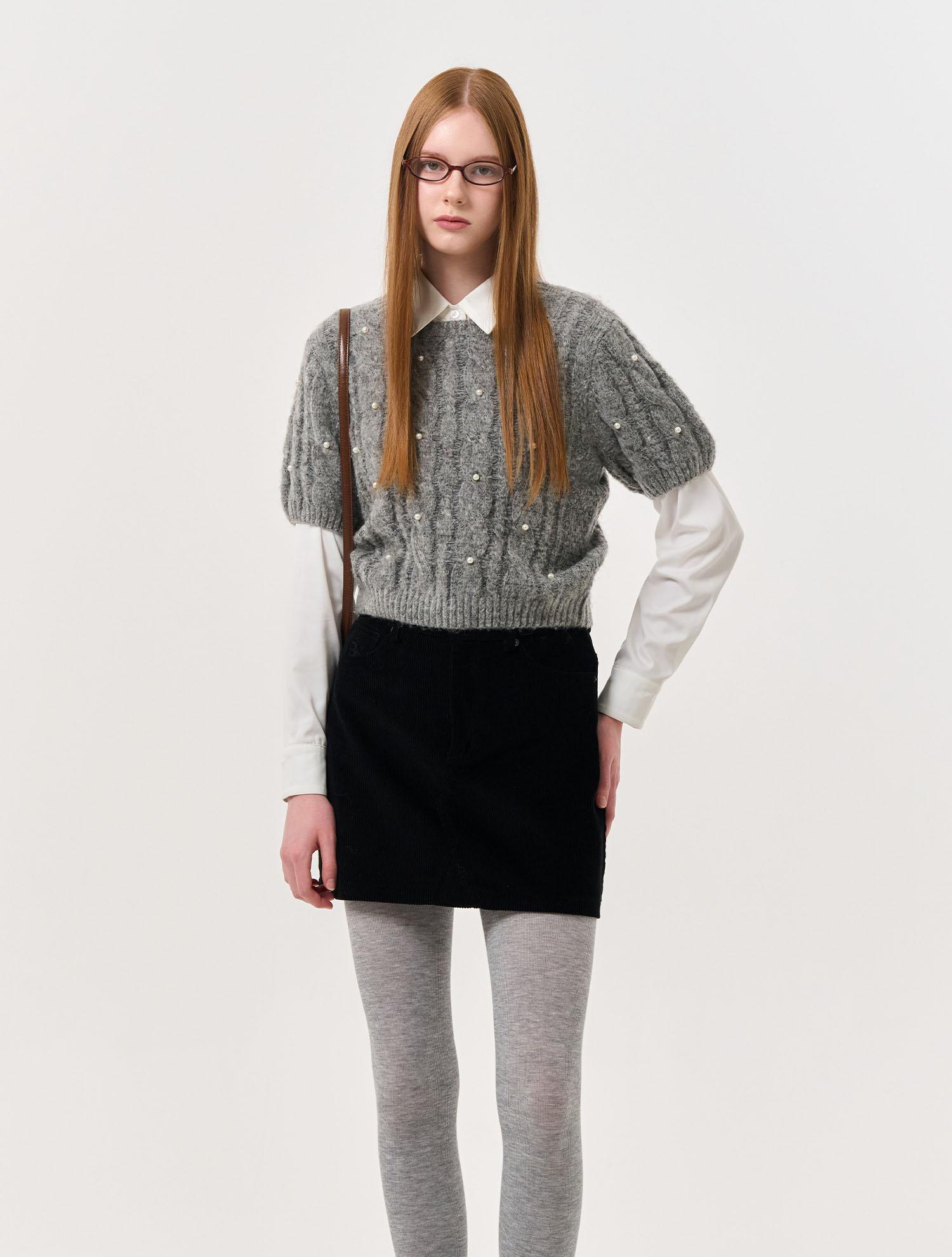 General Idea Cable Pearl Half Knit [Grey] / Wbd4L05538 Grey/S