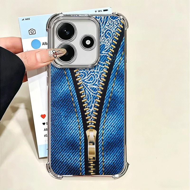 Retro Zipper Jeans Pattern Soft Phone Case For Xiaomi Poco X7 X8 Pro Max X6 X5 X3 F8 Ultra F7 M8 M7 M5S Redmi 15C 15A 15 14C 13C