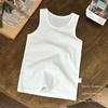 Unisex Japanese Pure Cotton Children's Sleeveless Vest - Solid Color Mesh Base Layer