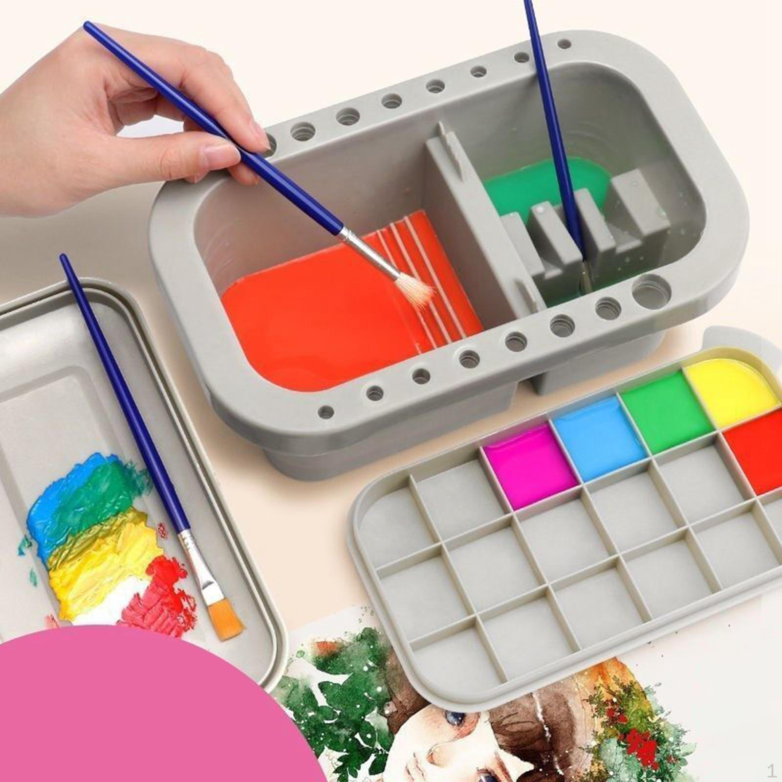 

Переносная ванна для кистей с палитрой, чистка, мытье акрила,