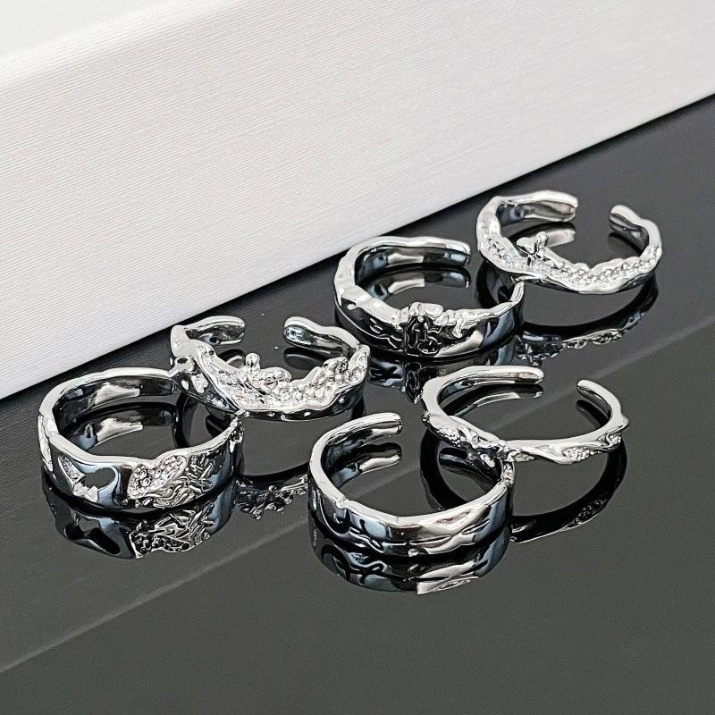 Butterfly Opening Couple Ring Hollow Simple Pair Ring Light Luxury French Niche Design Sense Personalized Ring