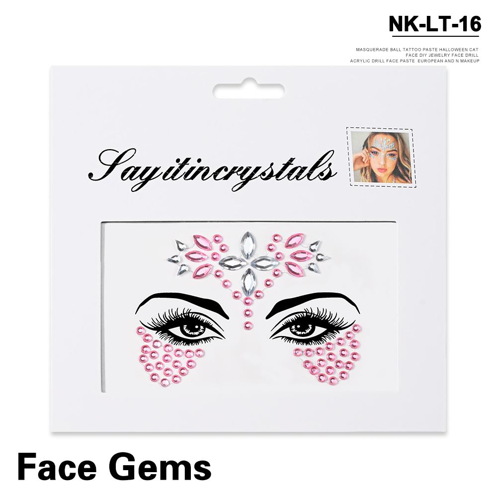 3D Strass Gezichtstattoo Stickers Voor Festival Glitter Make-up Sieraden Sticker Op Gezicht Kristallen Edelstenen Juwelen Diamanten Decoratie