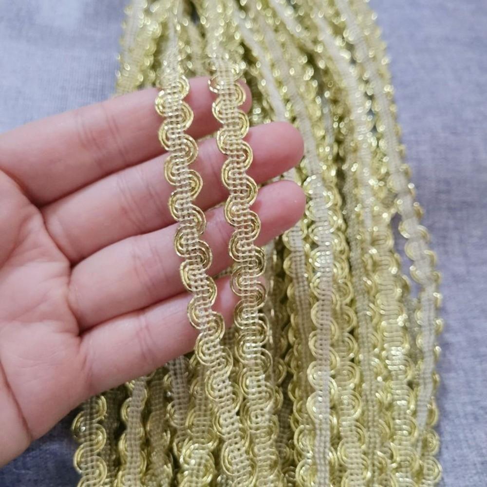 Shiny 11 Yards/lot 8mm Wide Wave Ribbon S Curve Woven Texture Metallic Trim Metallic Thread S Shape Trim Garment Embellish