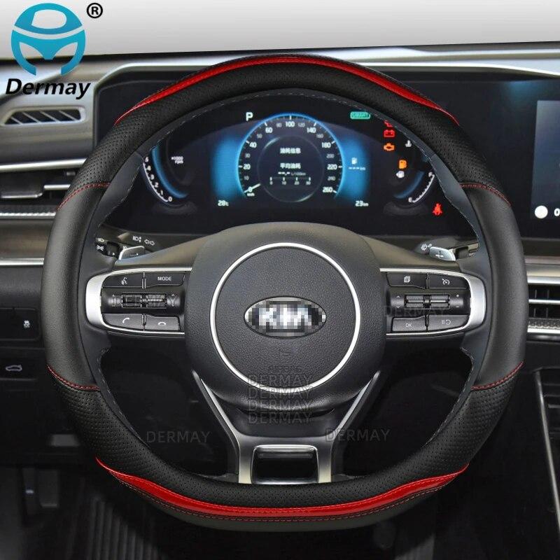 Für Kia Picanto Morning Picanto GT-Line X-Line Auto Lenkradbezug Mikrofaserleder + Kohlefaser Autozubehör