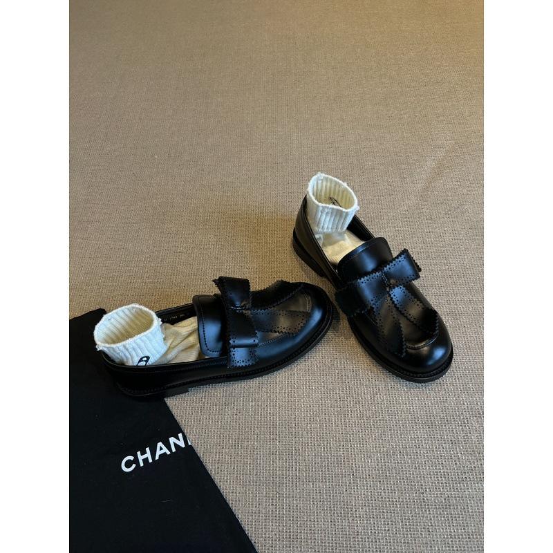 Cowhide Version~ Round Head Bow British Style Loafers One Pedal Retro College Single Shoes Low Heel Small Leather Shoes Women