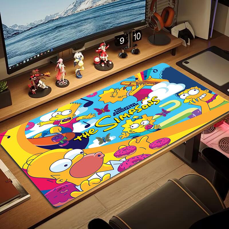 Simpsons Family Cartoon Color Mouse Pad Large Gaming Table Cushion Non-slip Laptop Tablet Big Mousepad XXL Mat Mini PC Playmat With Lock edge