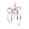 Korean Sweet Faux Pearl & Rhinestone Bow Keychain Charm