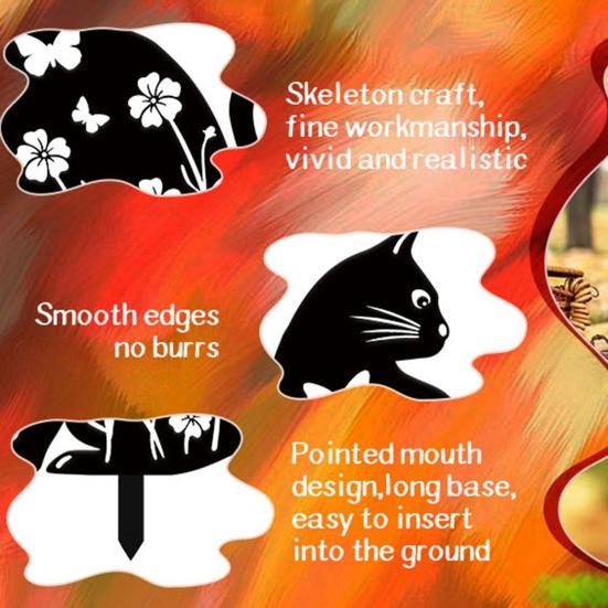1/2Pcs Garden Stake Hollow Cat Dog Rabbit Design Decorative Outdoor Yard Art Stake Patio Garden Accessory