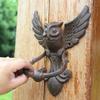 Door Knocker Cast Iron OWL Decorative Doorknocker Wrought Iron Door Handle Latch Antique Gate Ornate Bird Home Office
