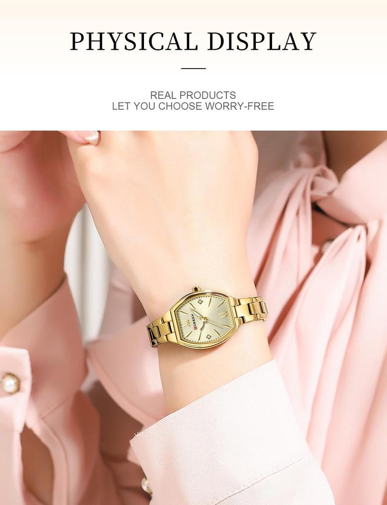 CURREN 9112 Women's Quartz Waterproof Steel Band Watch - Casual and Simple Design